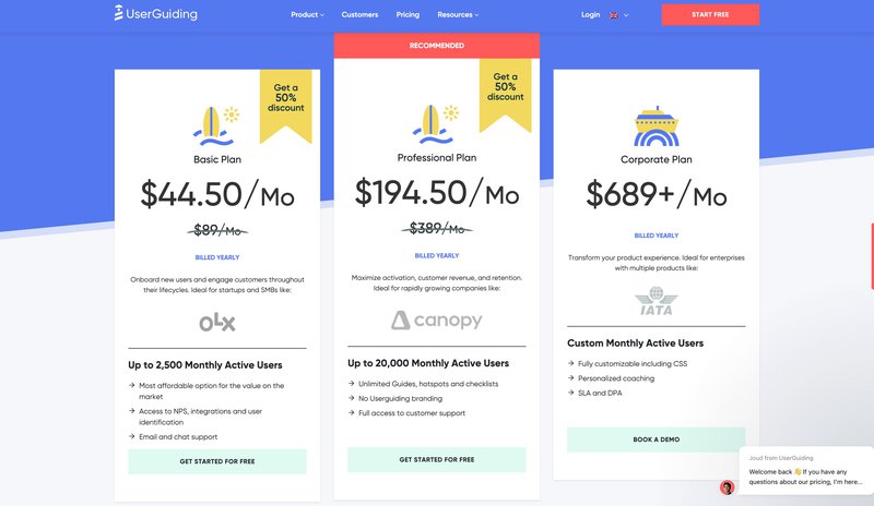 UserGuiding pricing