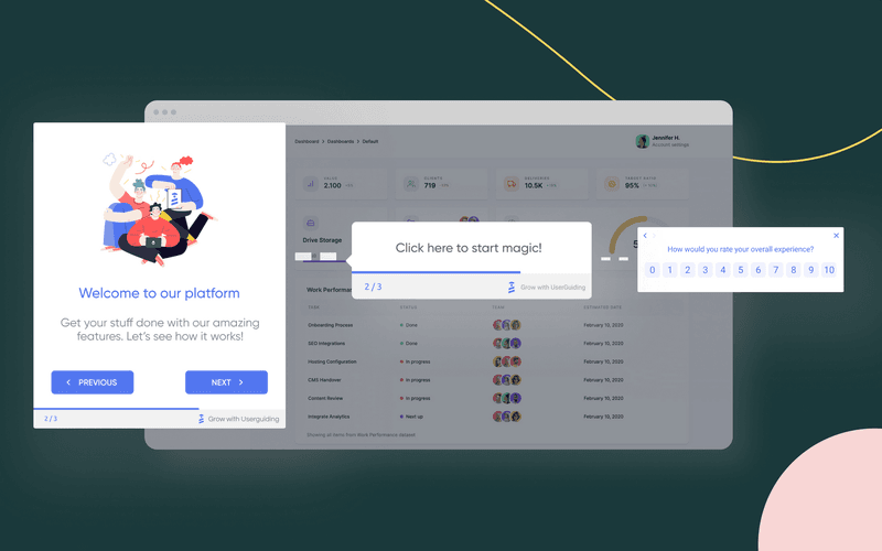 product tour on userguiding