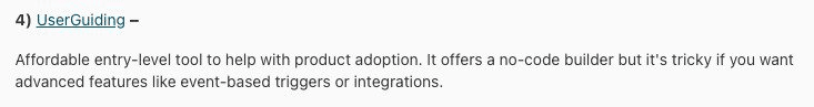 UserGuiding’s summary from a Reddit user.