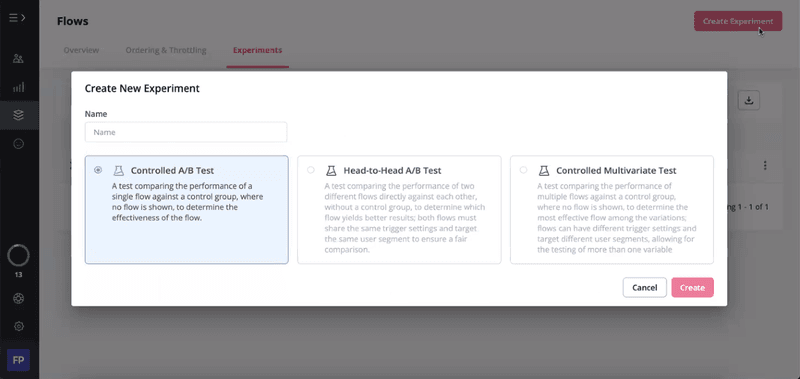 Userpilot A/B testing tool