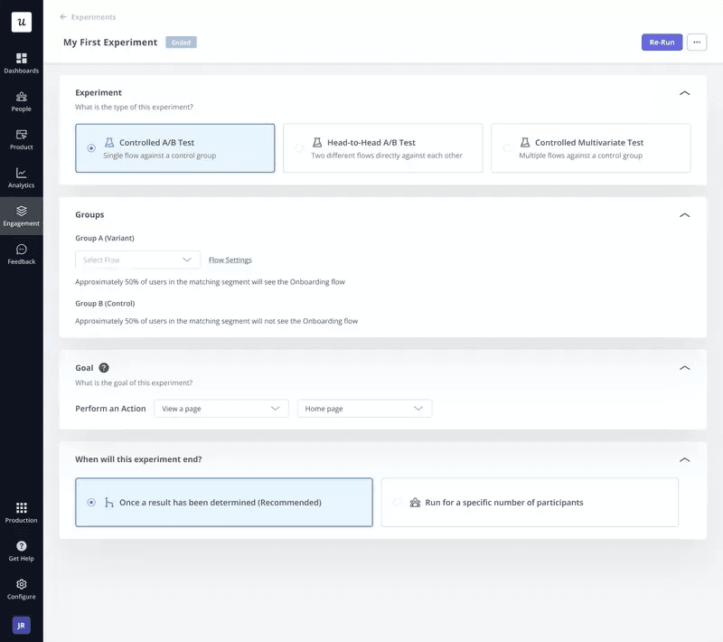 A/B testing in Userpilot.