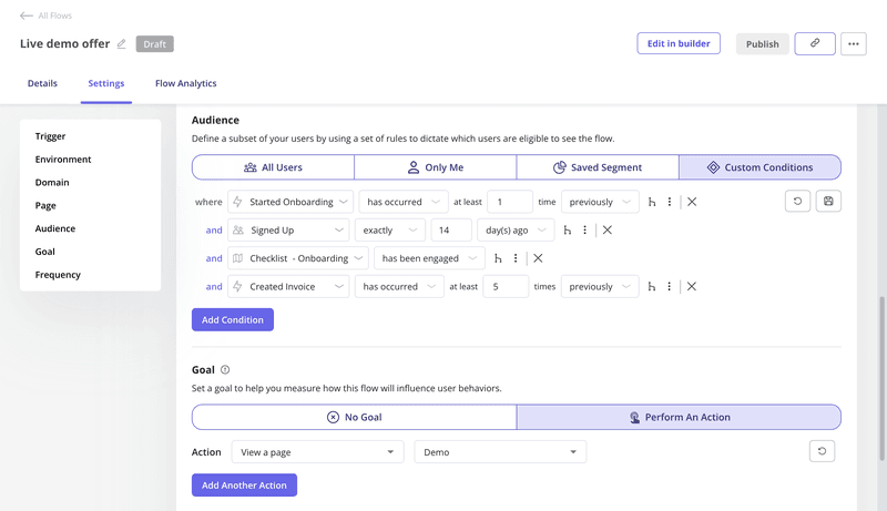 Userpilot audience targeting settings