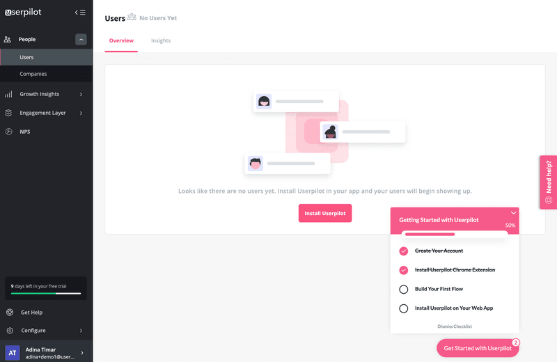 Screenshot of Userpilot interface