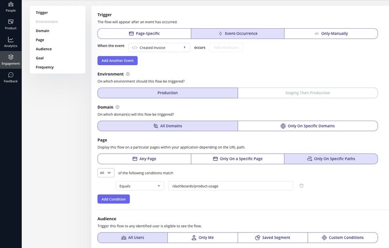 userpilot contextual trigger conditions