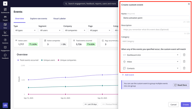 Userpilot custom events.