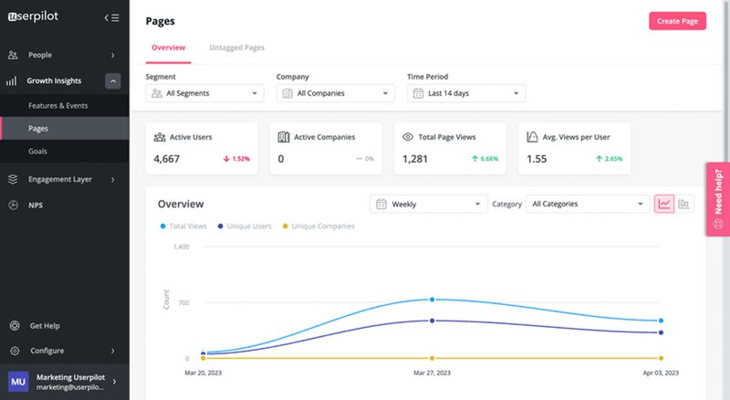 Screenshot of Userpilot interface