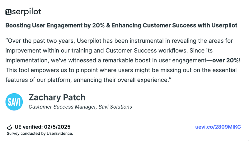 userpilot customer success tool testimonial