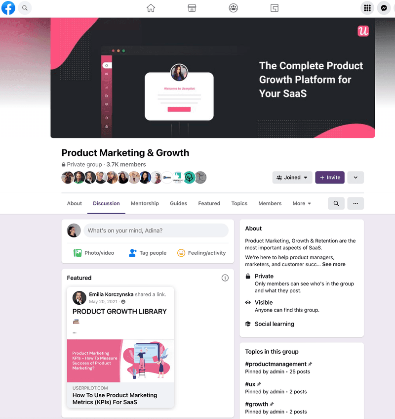 Userpilot facebook group