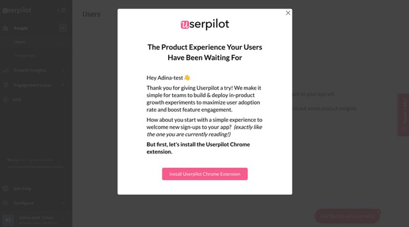Userpilot onboarding experience