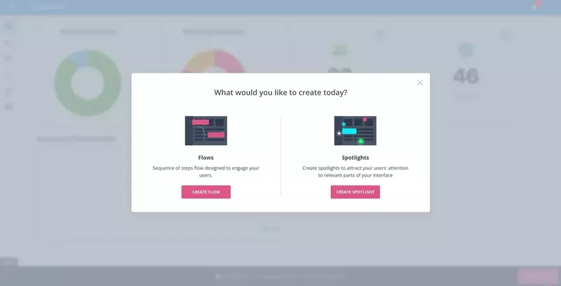 Screenshot of Userpilot flows vs spotlights
