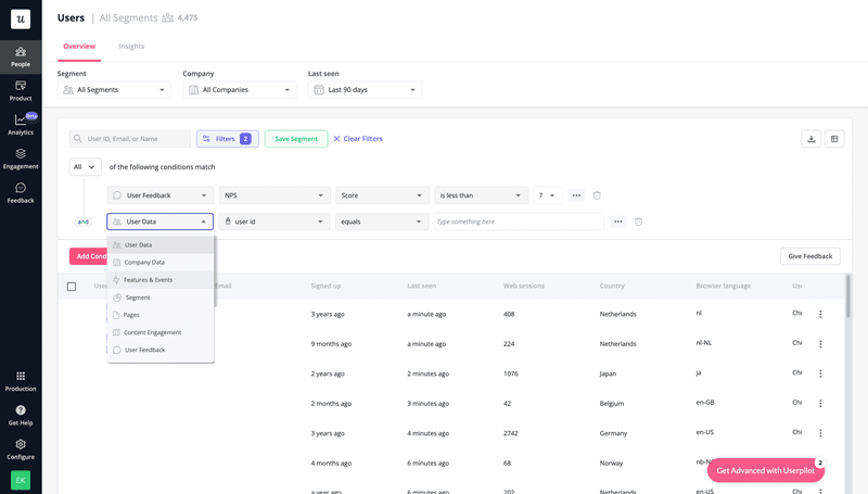 Userpilot segmentation