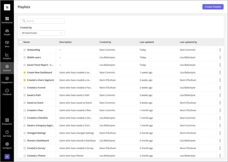 userpilot session replay playlists