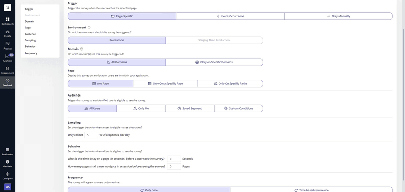 Userpilot survey settings