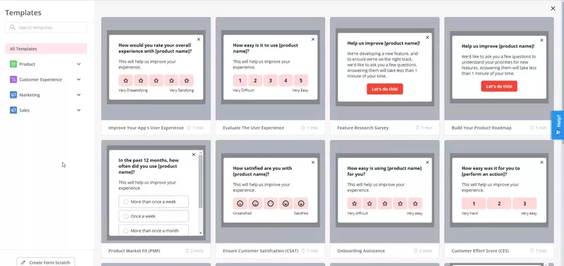 Userpilot survey templates