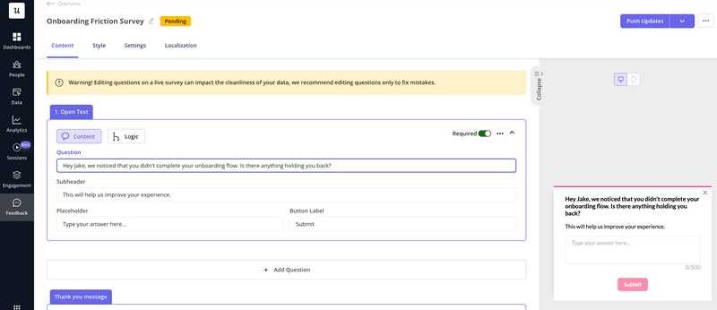 userpilot session replay survey