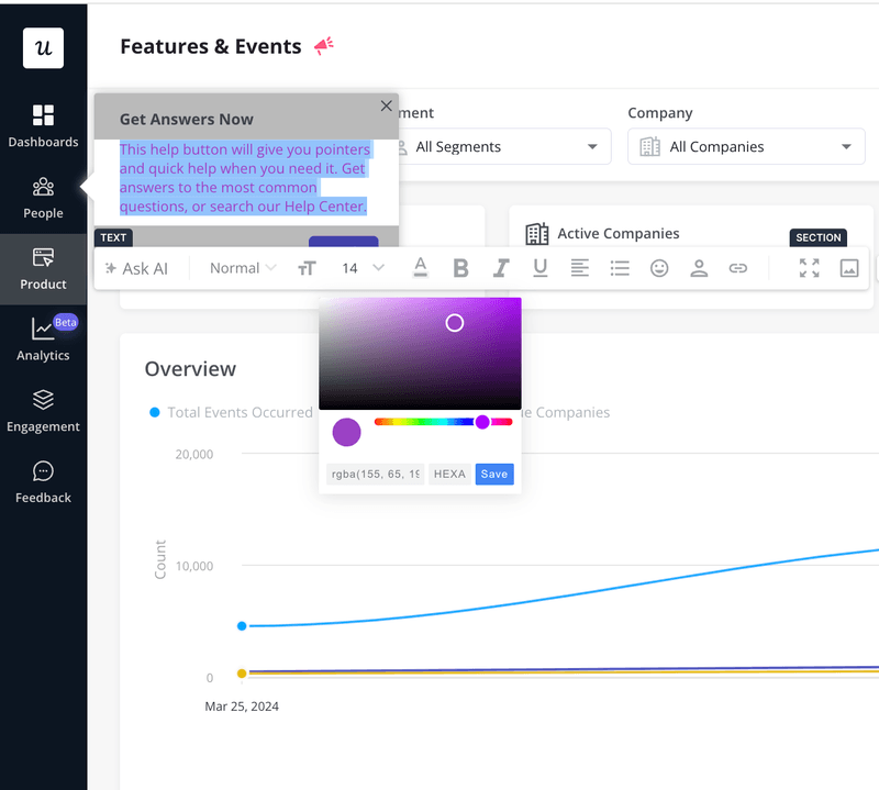 Userpilot tooltip design interface