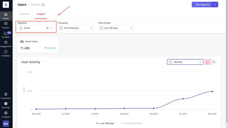 Userpilot user segment insights