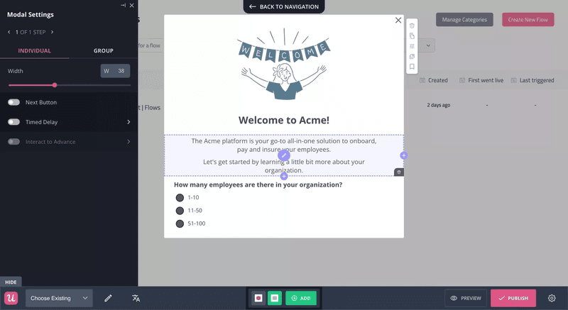 Create welcome surveys in Userpilot.