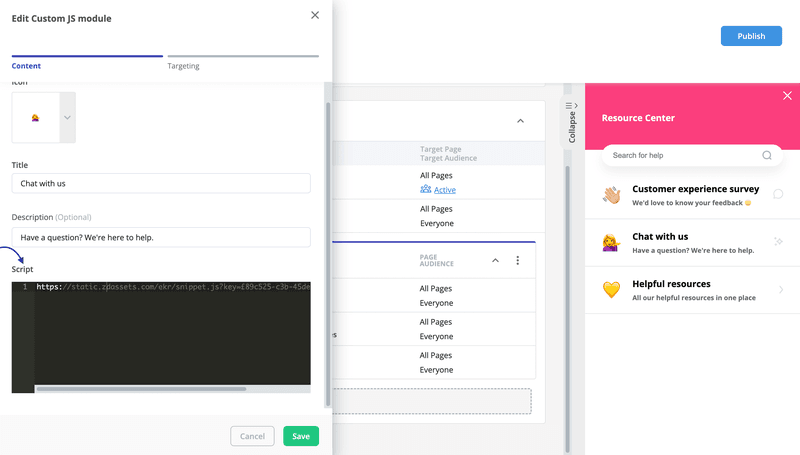 Zendesk chat integration in Userpilot