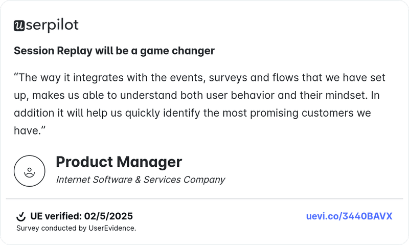 Verified Userpilot testimonial