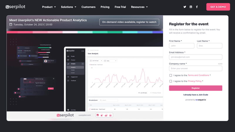 Webinar registration page