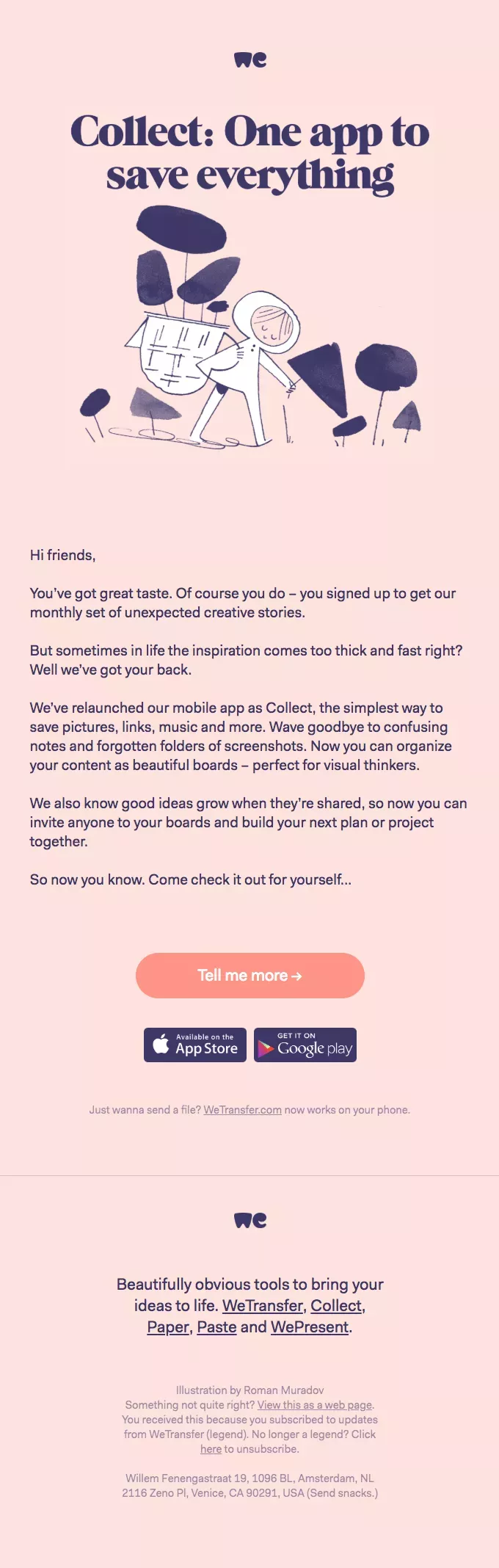 New product release emails: WeCollect