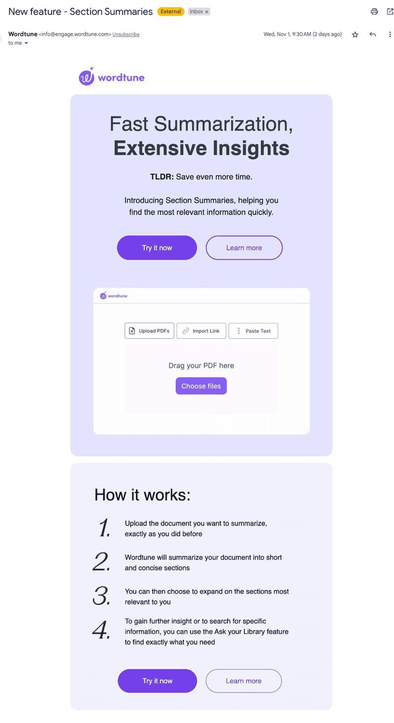 Wordtune fast summarization product launch