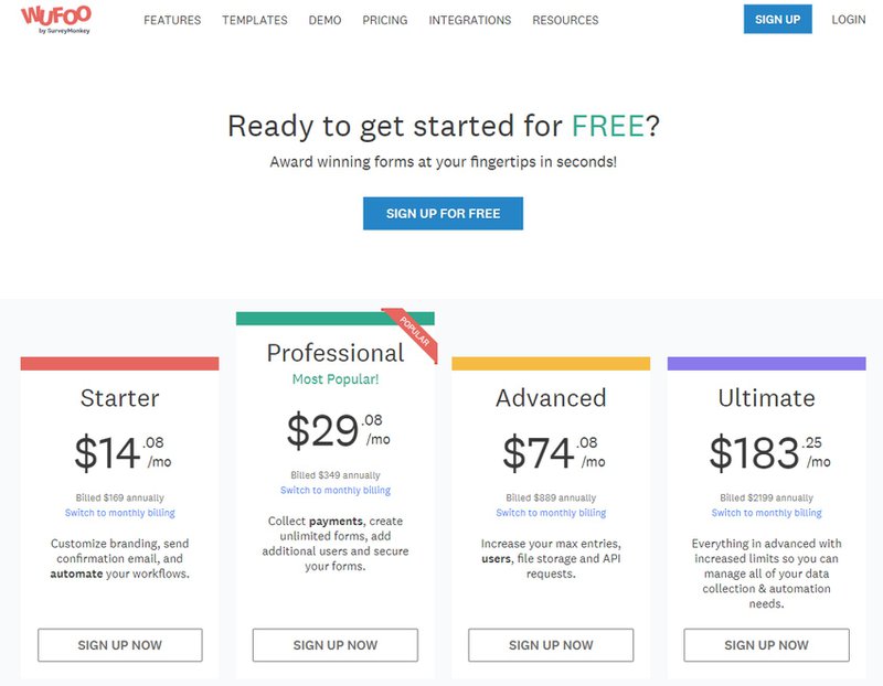 Wufoo Pricing