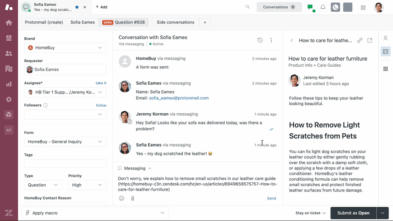 Zendesk's chat support