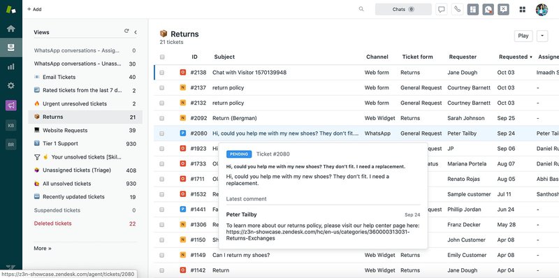Zendesk retention management dashboard