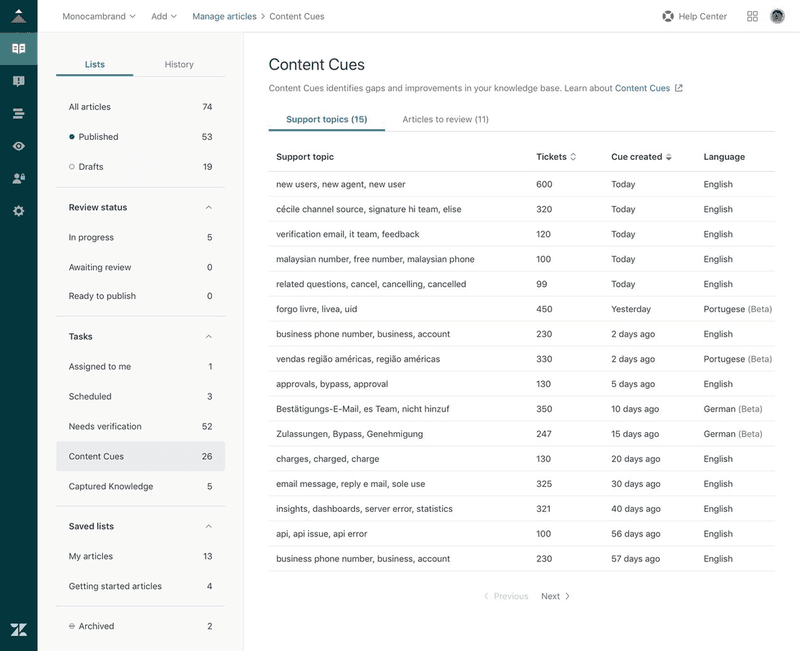 zendesk for building onboarding help materials