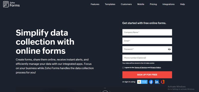 Zoho Forms - Typeform alternatives