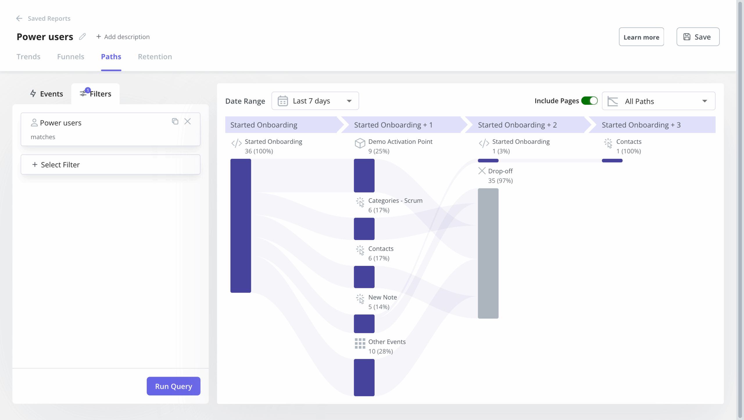 Customer path analysis in Userpilot.