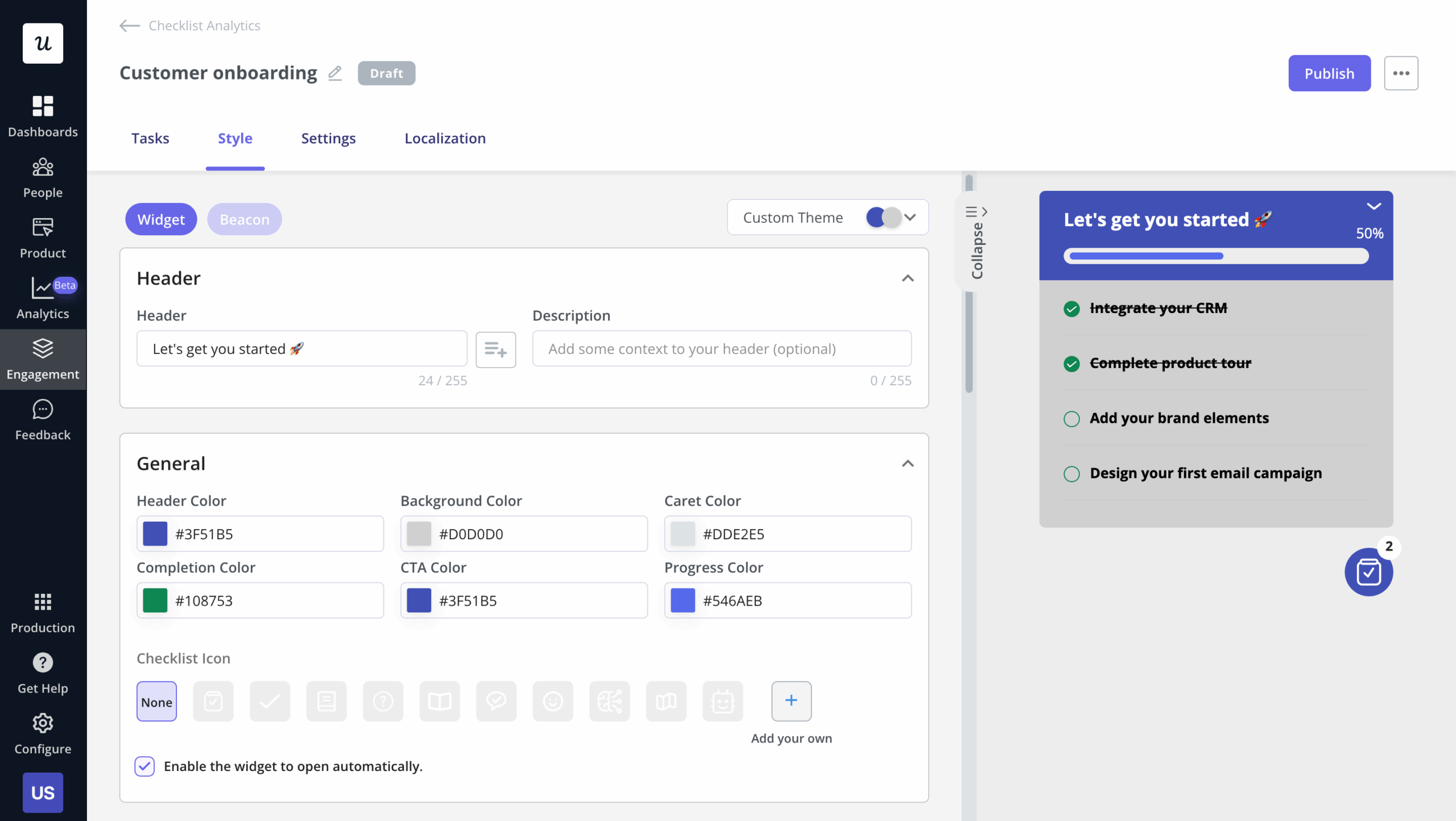 Onboarding checklist created in Userpilot
