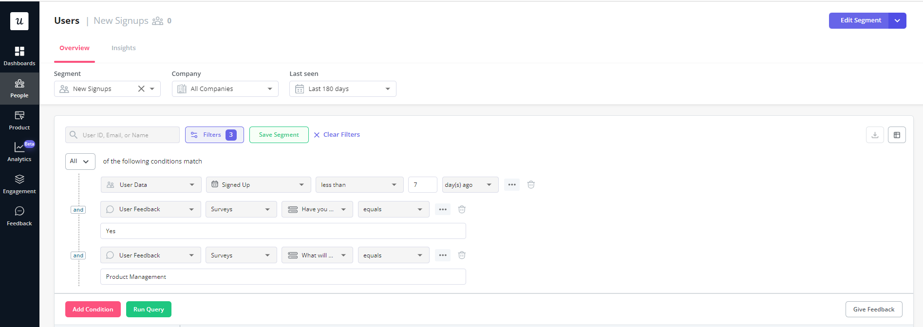 Create customer segments with Userpilot.