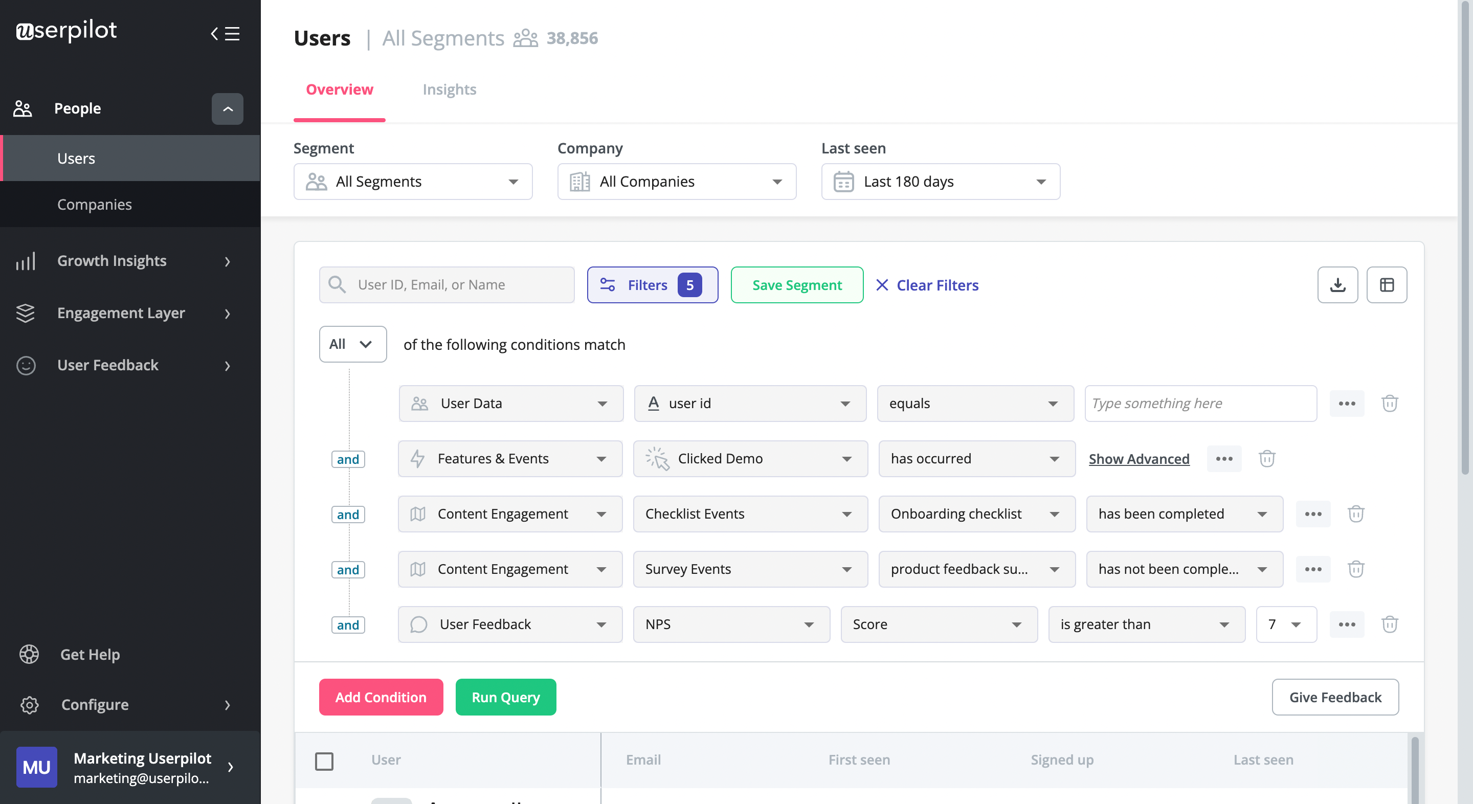 Advanced user segmentation in Userpilot