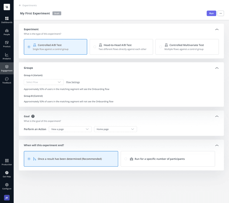 A/B testing in Userpilot