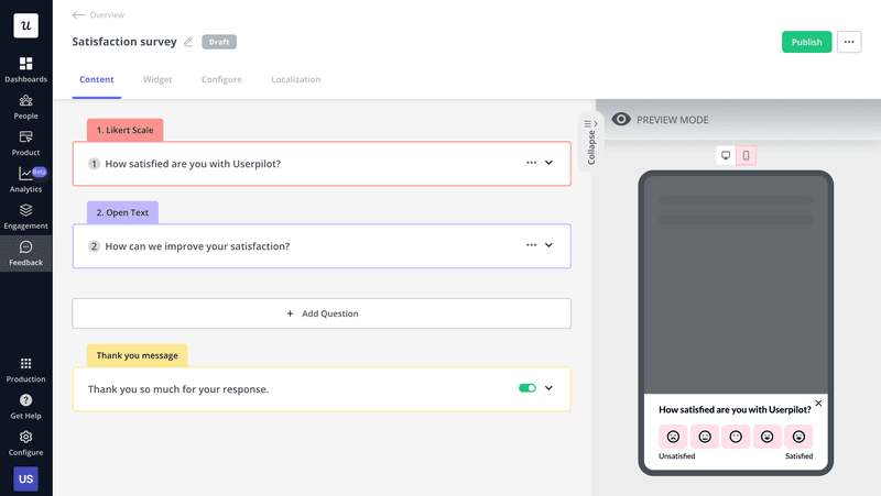 New user retention strategies: in-app survey for feedback collection