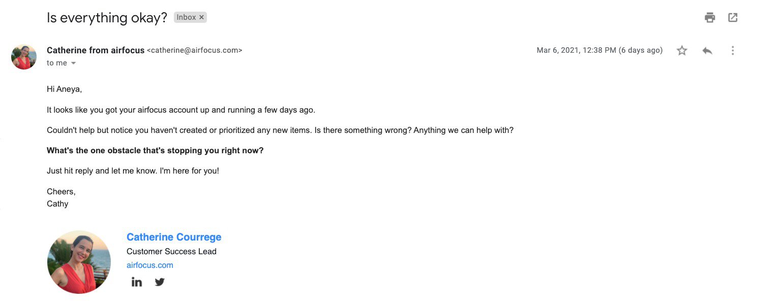 Airfocus user retention email