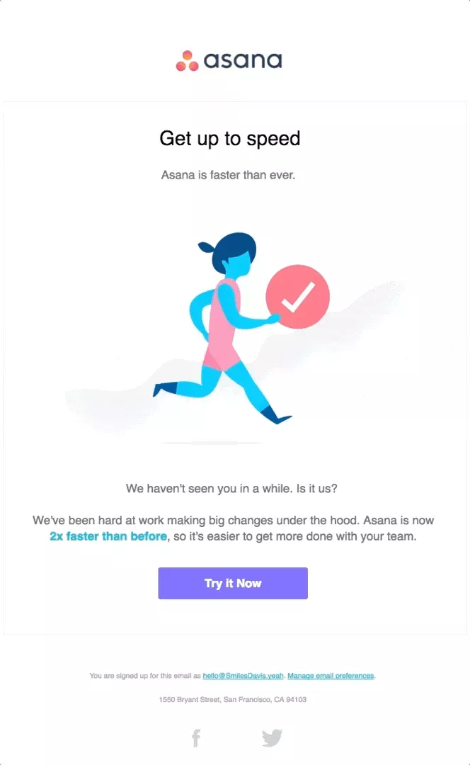 asana re-engagment email