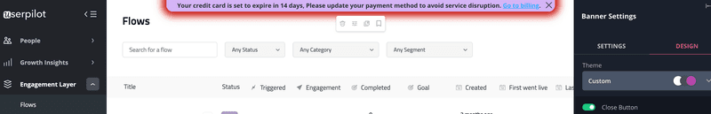 userpilot lets subscribers know if their plan is about to expire.
