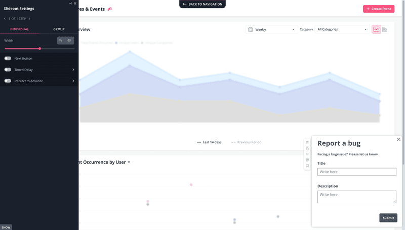 Bug report widget created in Userpilot