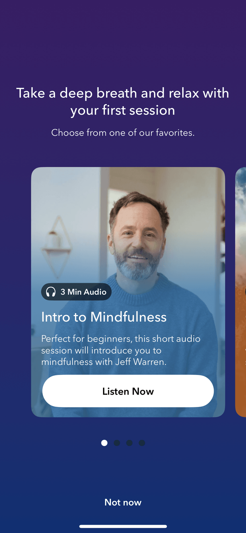 Calm mobile app onboarding example following app onboarding best practices