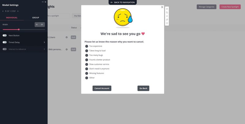 Screenshot of Userpilot churn survey