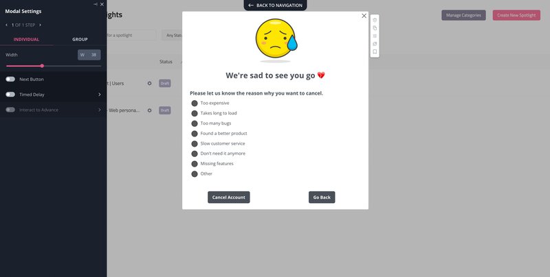 Customer churn feedback survey
