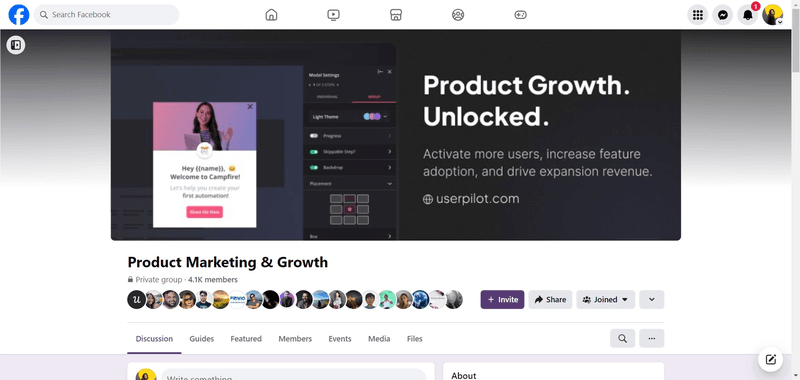 Userpilot’s Product Growth community on Facebook