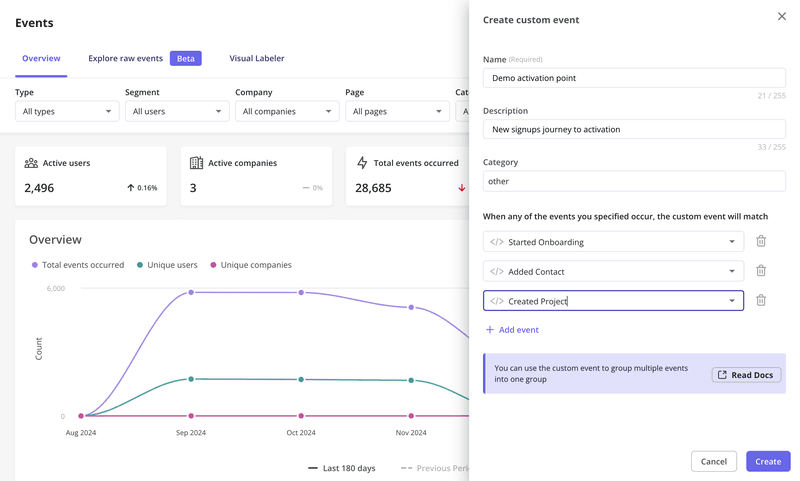 custom event Userpilot