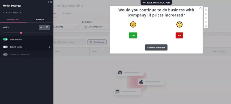 Create surveys code-free in Userpilot