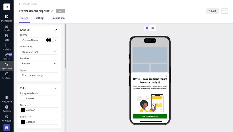 userpilot mobile slideout retention checkpoint