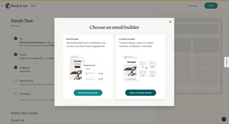 mailchimp email onboarding tool